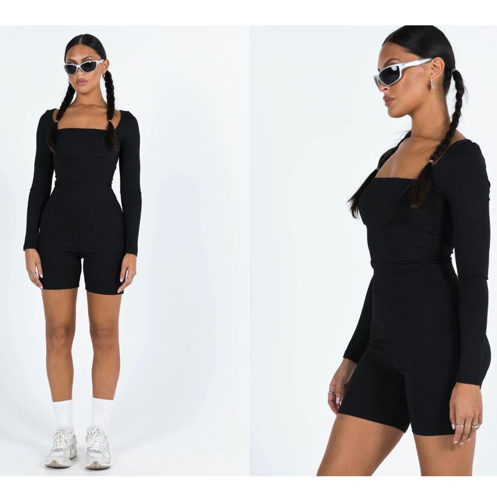 PRINCESS POLLY SARA ROMPER BLACK XS